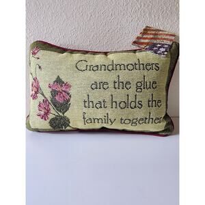 MANUAL WOODWORKERS & WEAVERS Green Tan Red Grandmother Throw Pillow 12.5x8.5 NWT